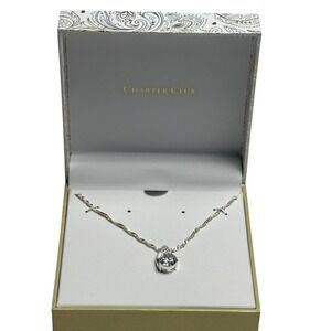 Charter‎ Club silver tone tear drop cz necklace sparkle and shine New in box